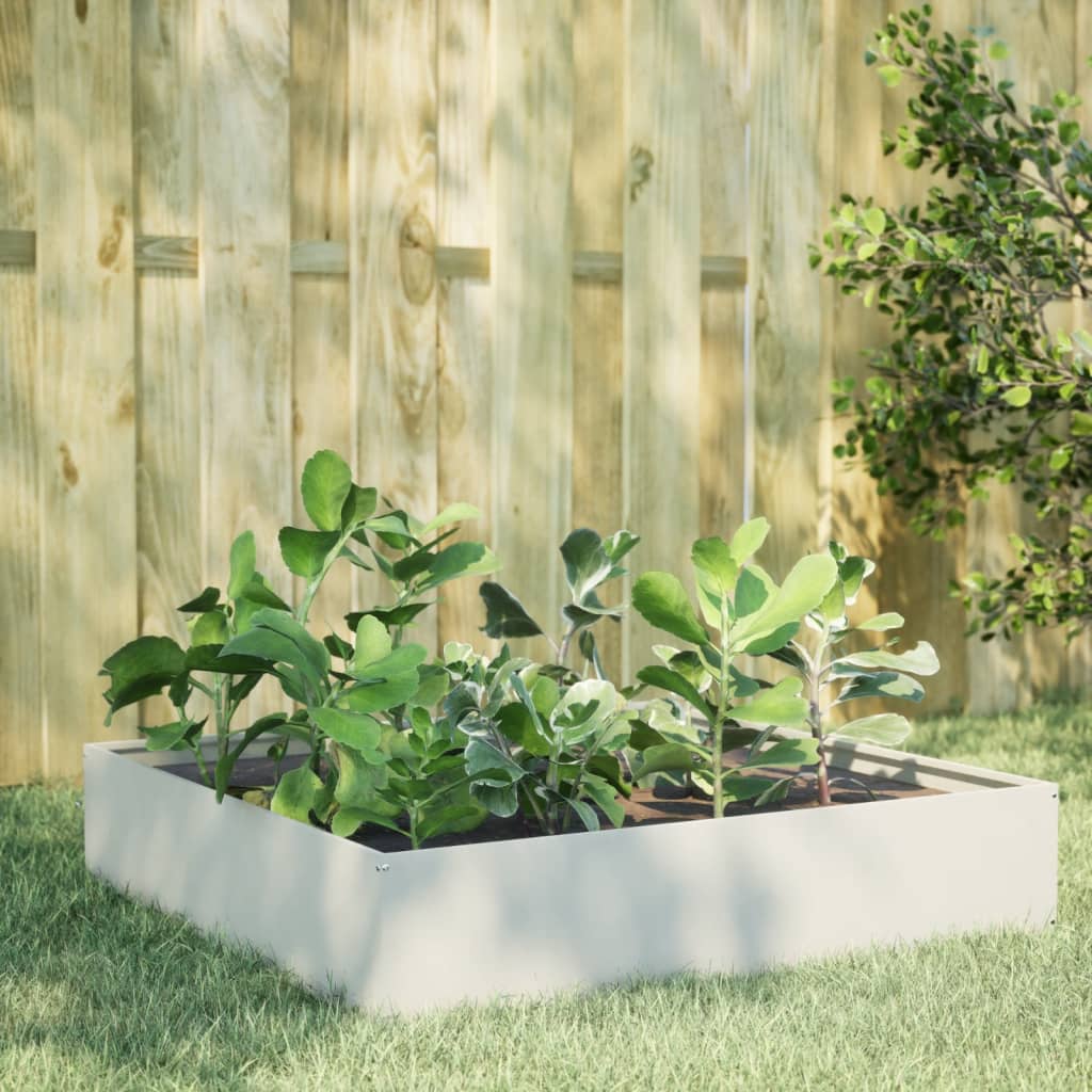 Vidaxl Planter zvedl 100x100x33,5 cm ocelovou bílou