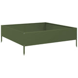 Vidaxl Planter zvedl 100x100x33,5 cm ocelovou olivovou zelenou