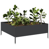Vidaxl Planter zvedl 100x100x25 cm ocelovou černou