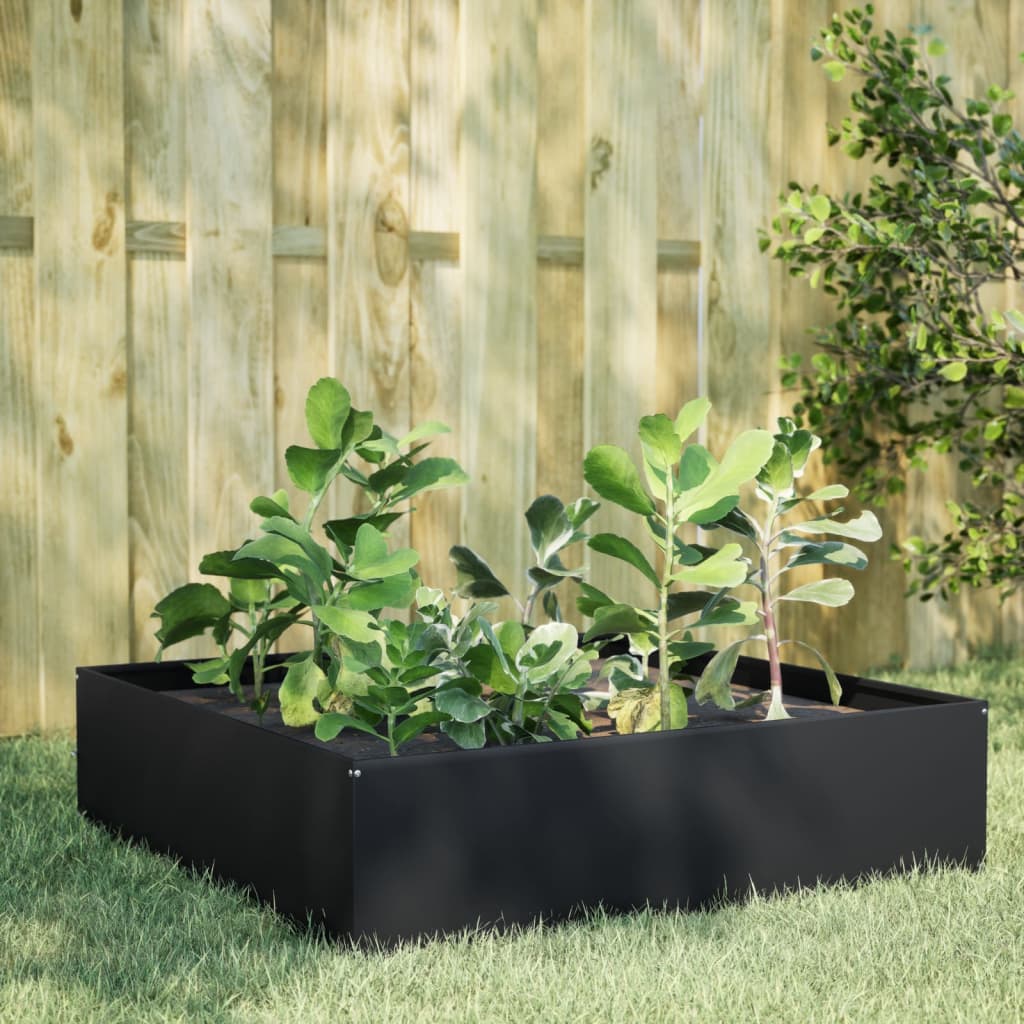 Vidaxl Planter zvedl 100x100x25 cm ocelovou černou