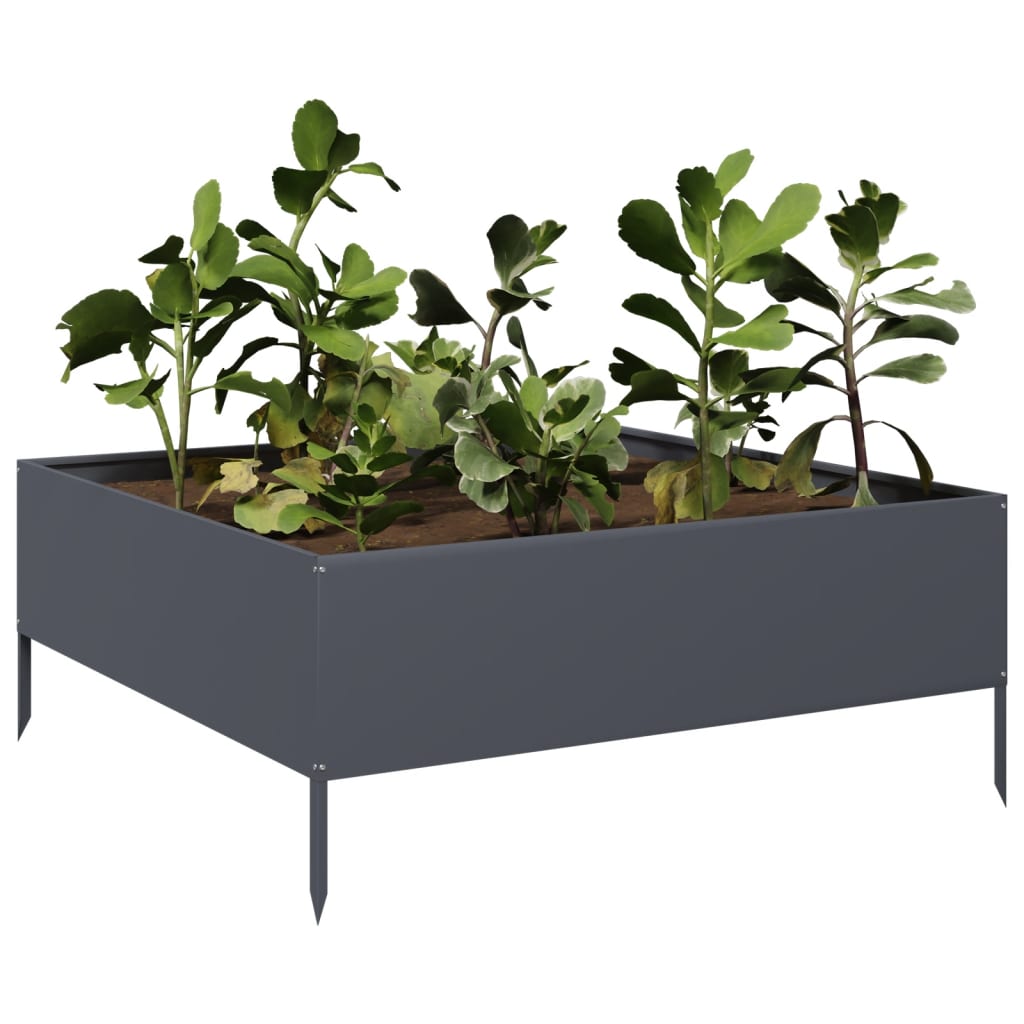 Vidaxl Planter höjde 100x100x25 cm stål Anthracite -färgad