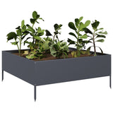 Vidaxl Planter höjde 100x100x25 cm stål Anthracite -färgad