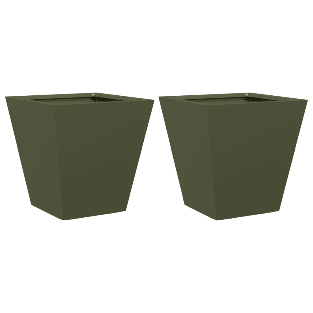 Vidaxl Planters 2 St 30x30x30 cm stål olivengrønn