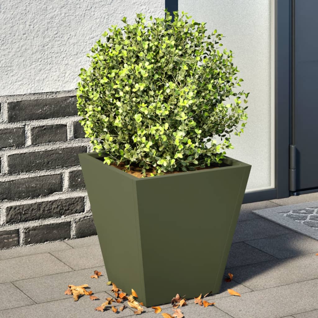 Vidaxl Planters 2 St 30x30x30 cm stål olivengrønn