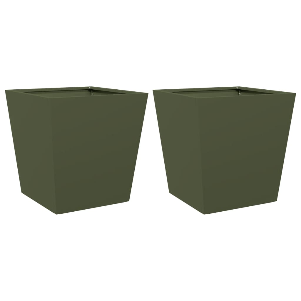 Vidaxl Planters 2 St 40x40x40 cm stål olivengrønn