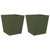 Vidaxl Planters 2 St 40x40x40 cm stål olivengrønn