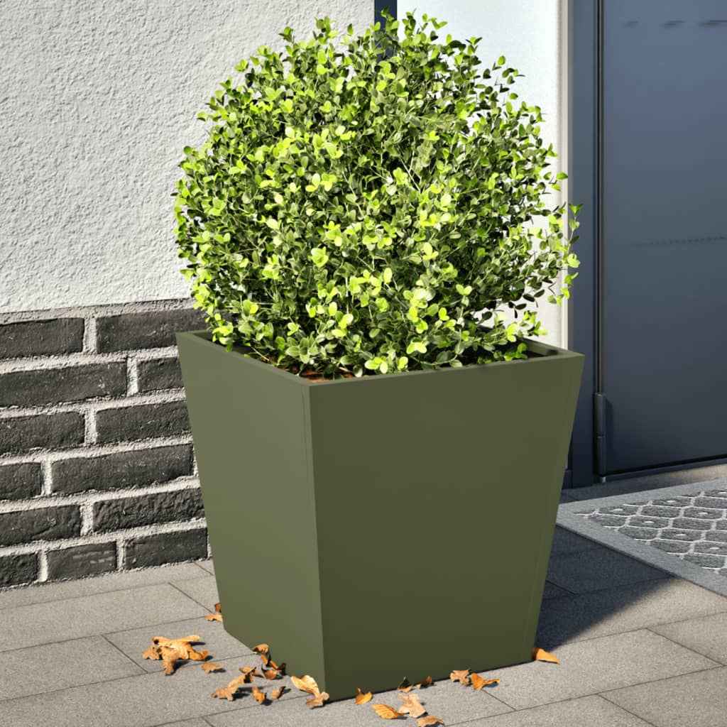 Vidaxl Planters 2 St 40x40x40 cm stål olivengrønn