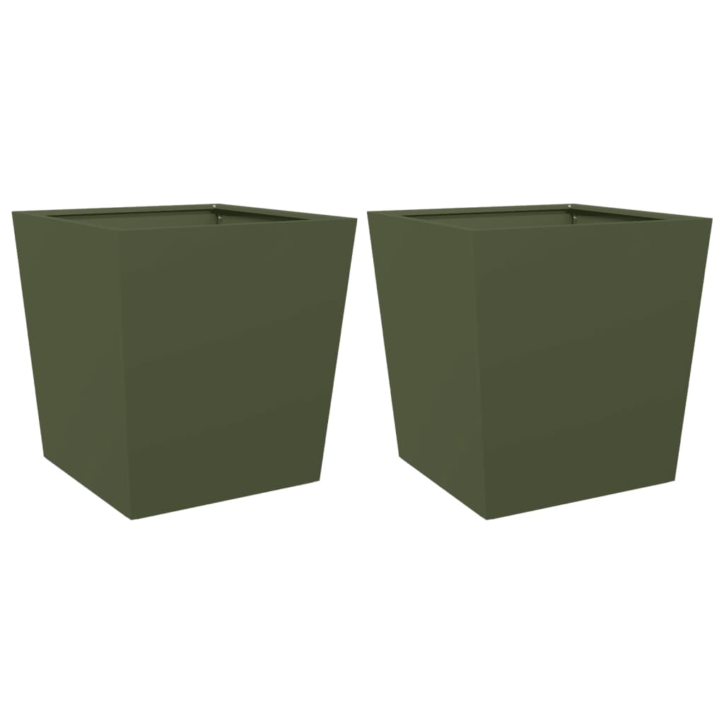 Vidaxl Planters 2 st 50x50x50 cm steel olive green
