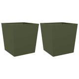 Vidaxl Planters 2 st 50x50x50 cm steel olive green