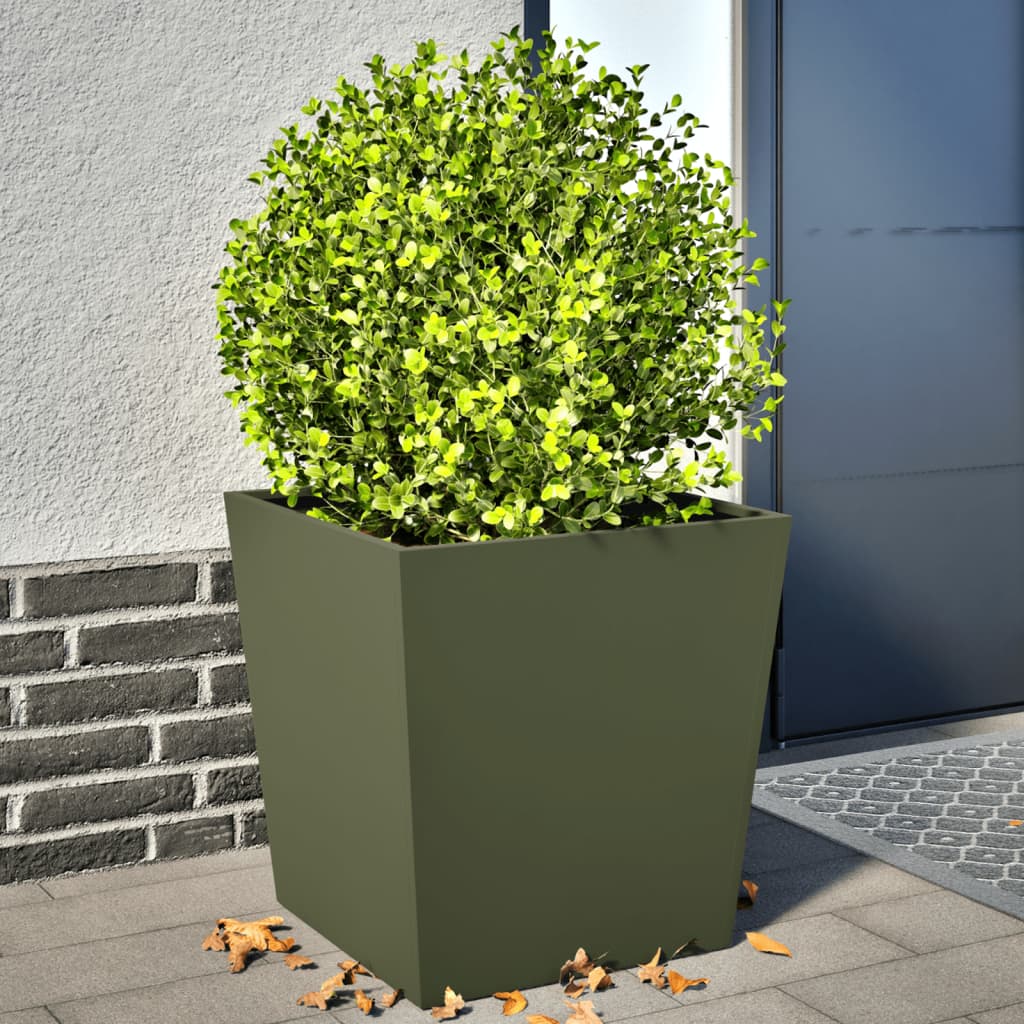 Vidaxl Planters 2 st 50x50x50 cm steel olive green