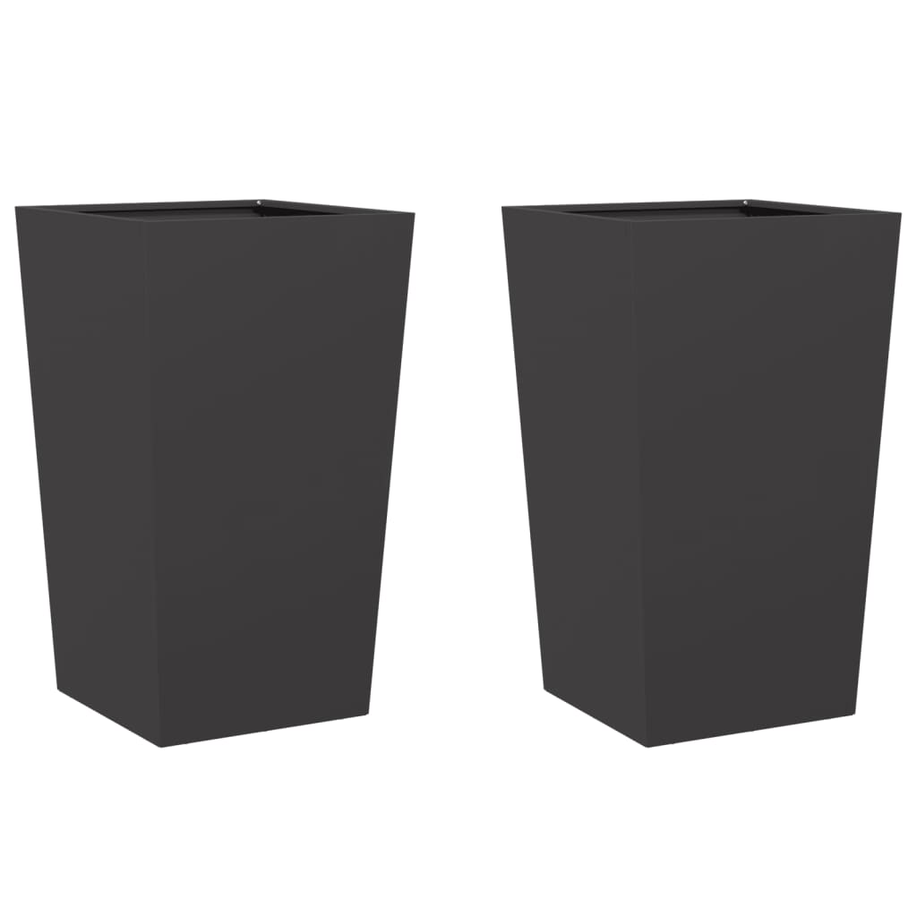 Vidaxl Planters 2 St 45x45x75 cm ocel černá