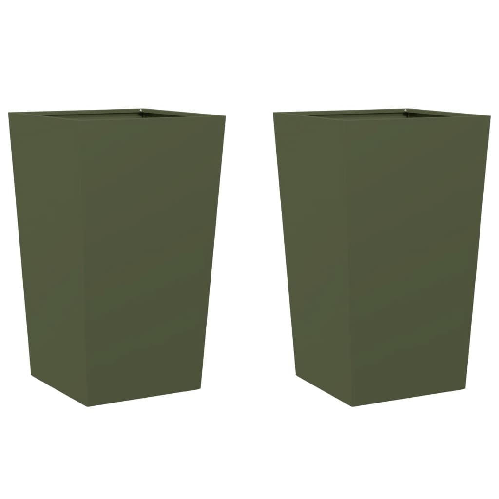 Vidaxl fioriere 2 ST 45x45x75 cm in acciaio verde oliva