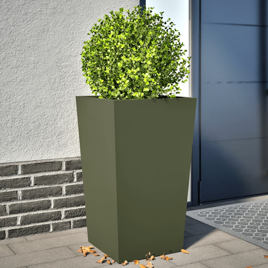 Vidaxl fioriere 2 ST 45x45x75 cm in acciaio verde oliva
