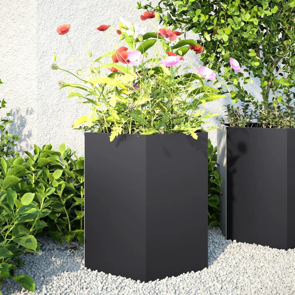 Vidaxl Plannet Hexagon 46x40x45 cm stål sort