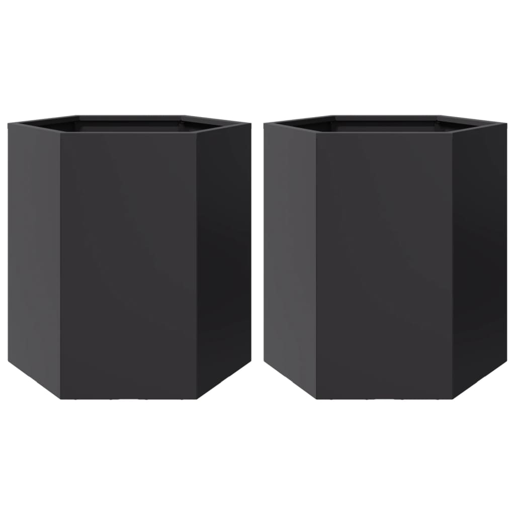 Vidaxl Planters 2 St. Hexagon 46x40x45 cm Ocel Black