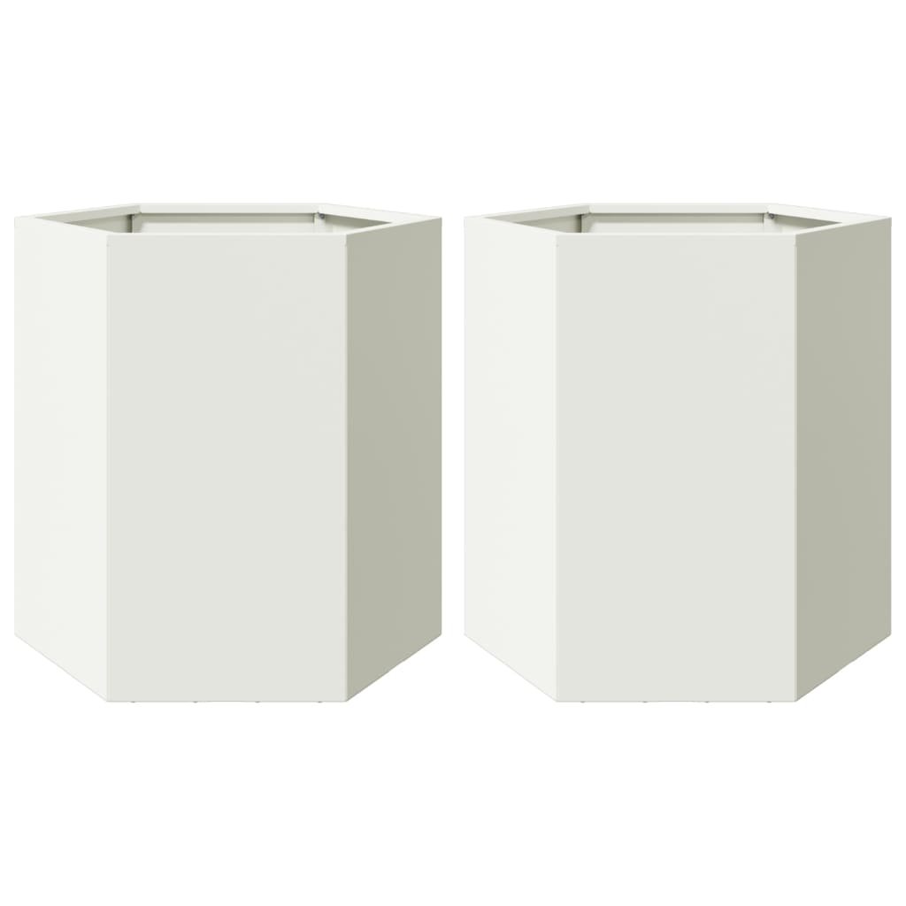 Vidaxl Planters 2 St. Hexagon 46x40x45 cm ocel bílá