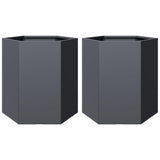 Vidaxl Planters 2 St Hexagon 46x40x45 cm Anthracite en acier -colore