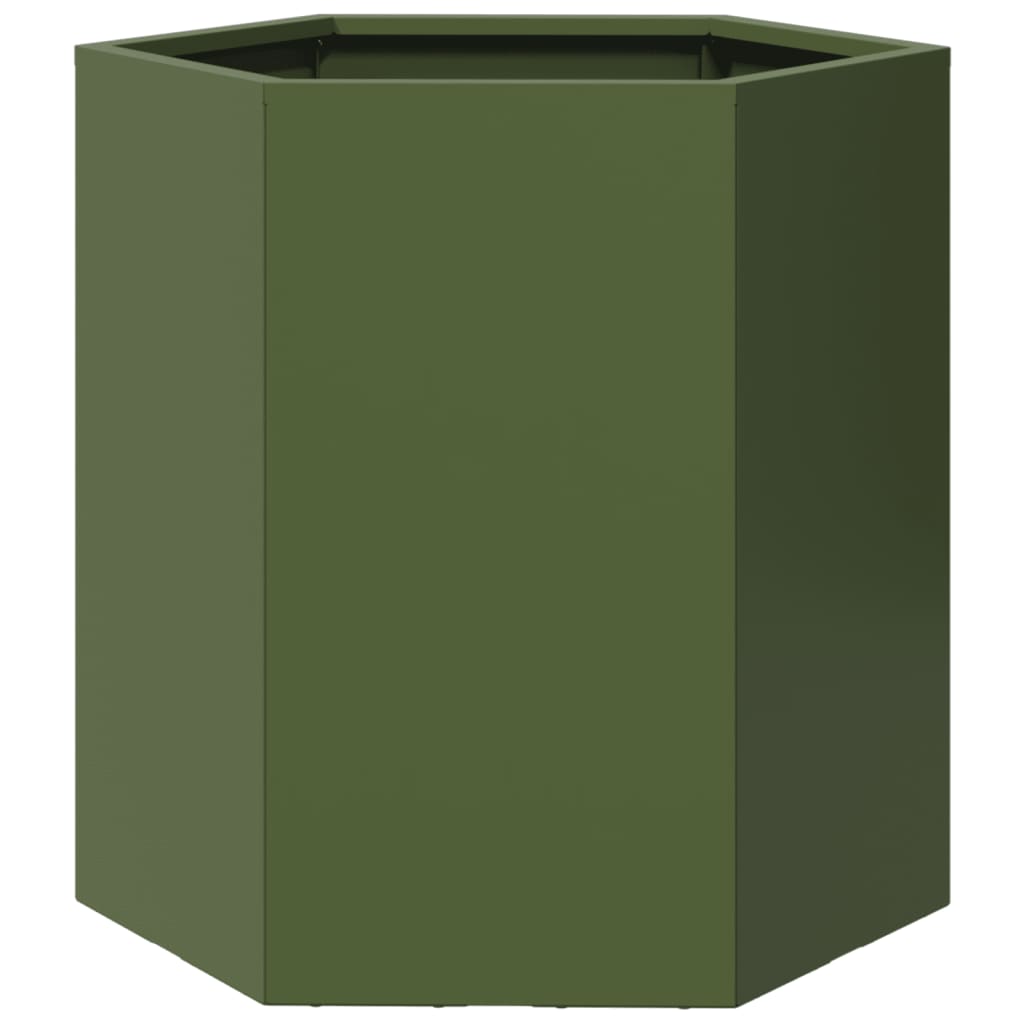 Vidaxl Plannet Hexagon 46x40x45 cm stål olivengrøn