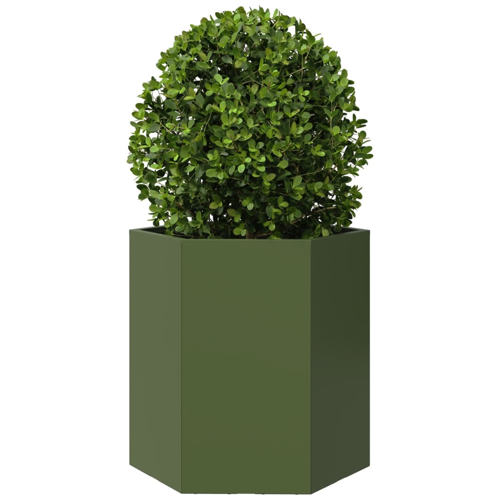 Vidaxl Plannet Hexagon 46x40x45 cm stål olivengrøn