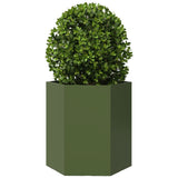 Vidaxl Plannet Hexagon 46x40x45 cm stål olivengrøn