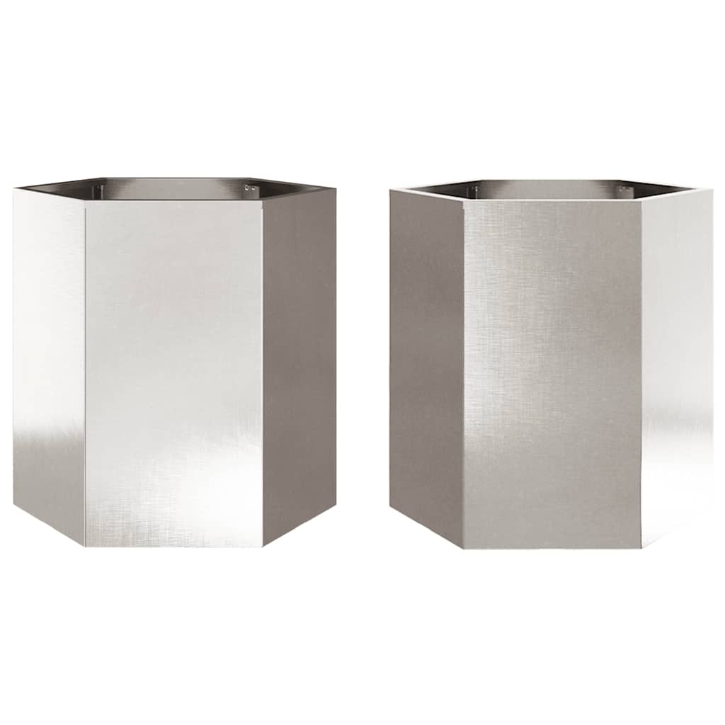 Vidaxl Planters 2 St. Hexagon 46x40x45 cm nerezová ocel