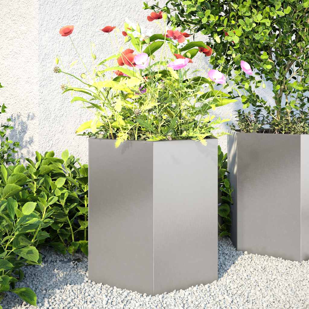Vidaxl Planters 2 St. Hexagon 46x40x45 cm nerezová ocel