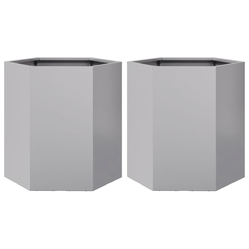 Vidaxl Fioters 2 St Hexagon 46x40x45 cm Galvanized Steel