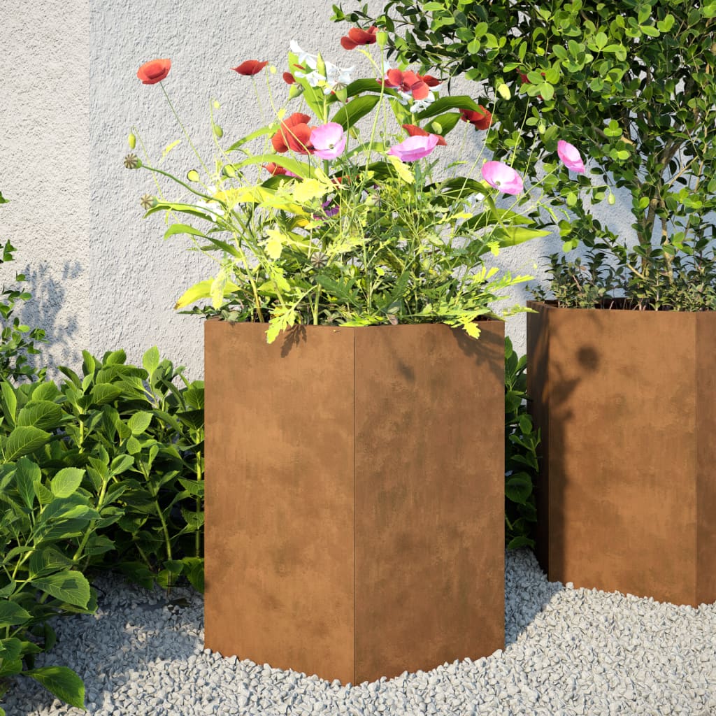 VidaXL Plannet Hexagon 46x40x45 cm Cortenstaal