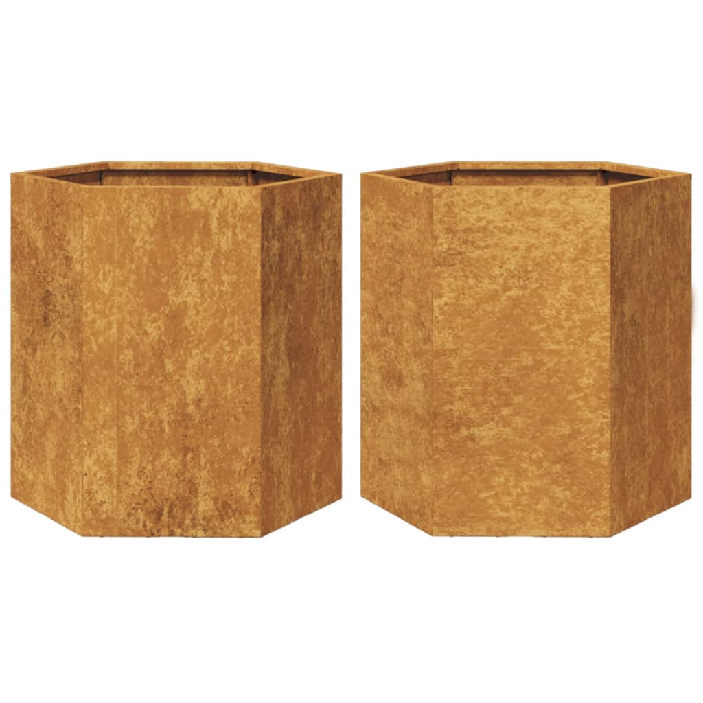 Vidaxl Planters 2 St. Hexagon 46x40x45 cm povětrnostní ocel