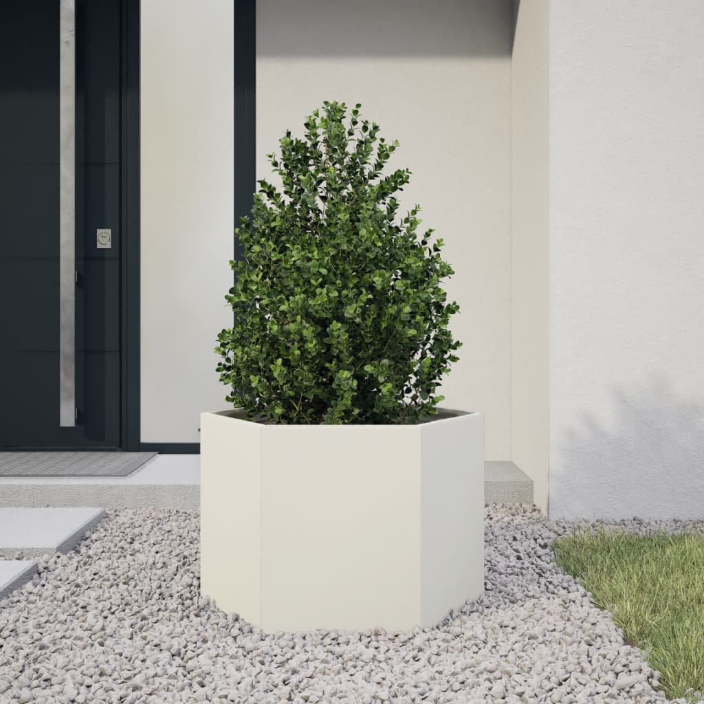 VidaXL Plannet Hexagon 69x60x45 cm Steel White