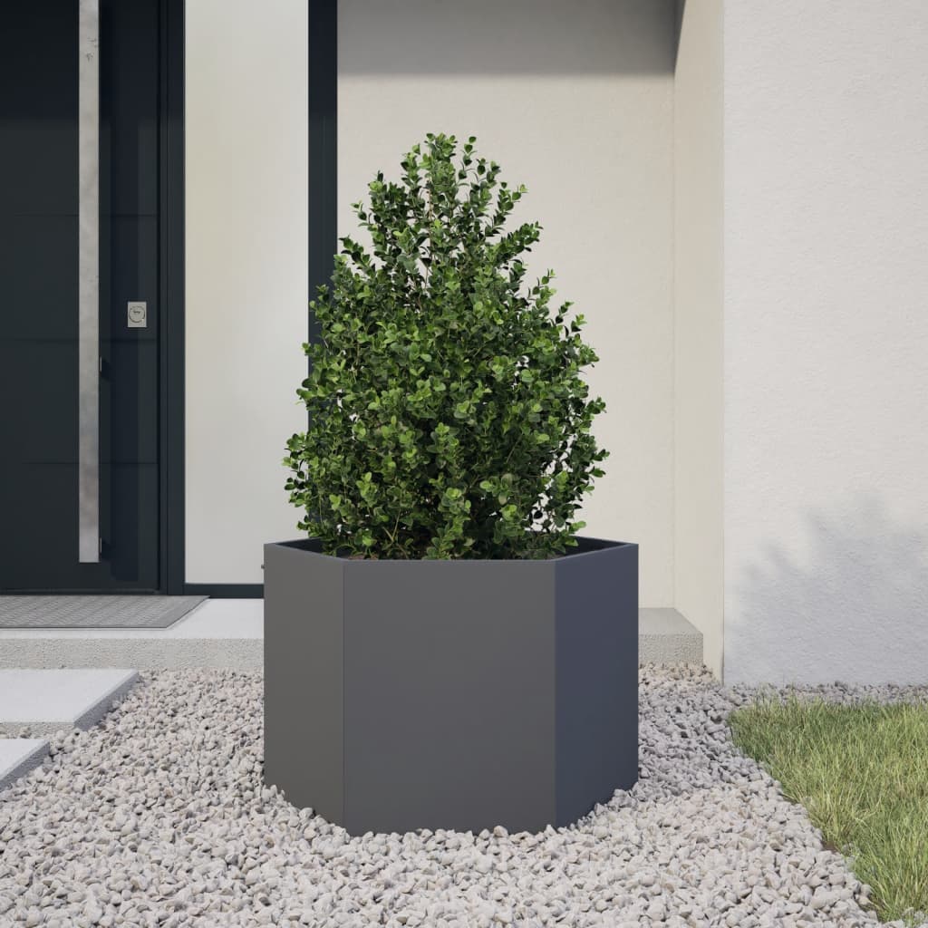 Vidaxl Planter Benket Hexagon 69x60x45 cm ocelový antracity -