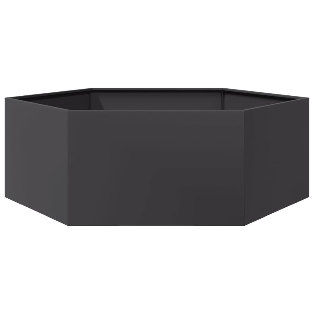 Vidaxl Planter Benket Hexagon 138x120x45 cm ocel černá