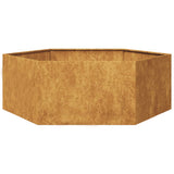 Vidaxl Planter Benket Hexagon 138x120x45 cm povětrnostní ocel
