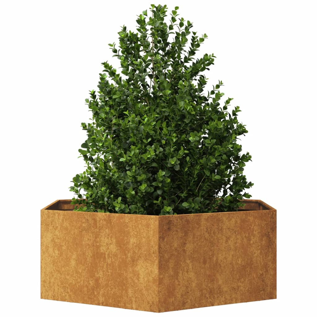 Vidaxl Planter Benket Hexagon 138x120x45 cm povětrnostní ocel