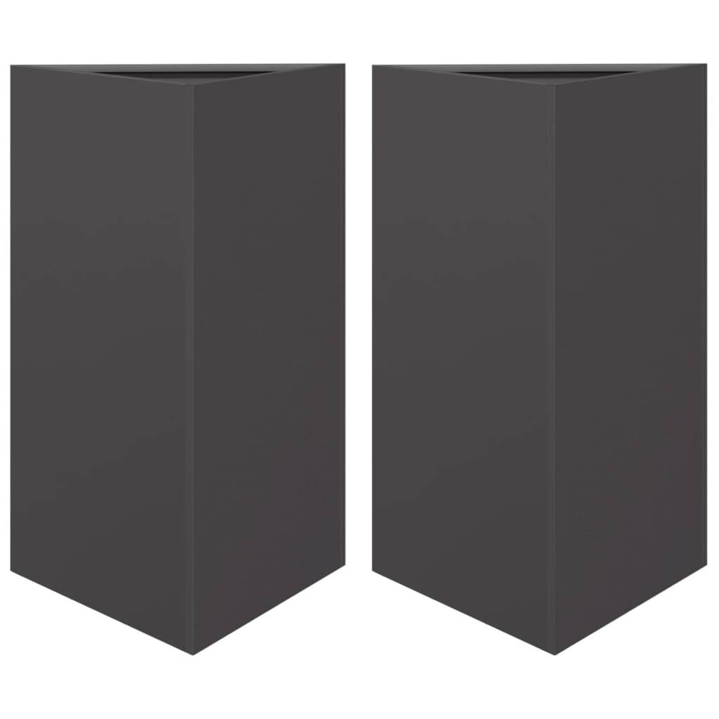 Vidaxl Planters 2 ST Triangle 50x43x75 cm Ocel Black