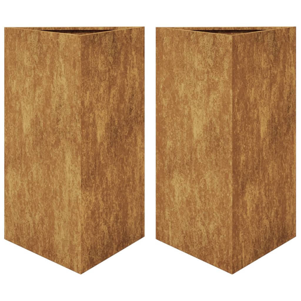 Vidaxl Planters 2 st triangular 50x43x75 cm Weather steel
