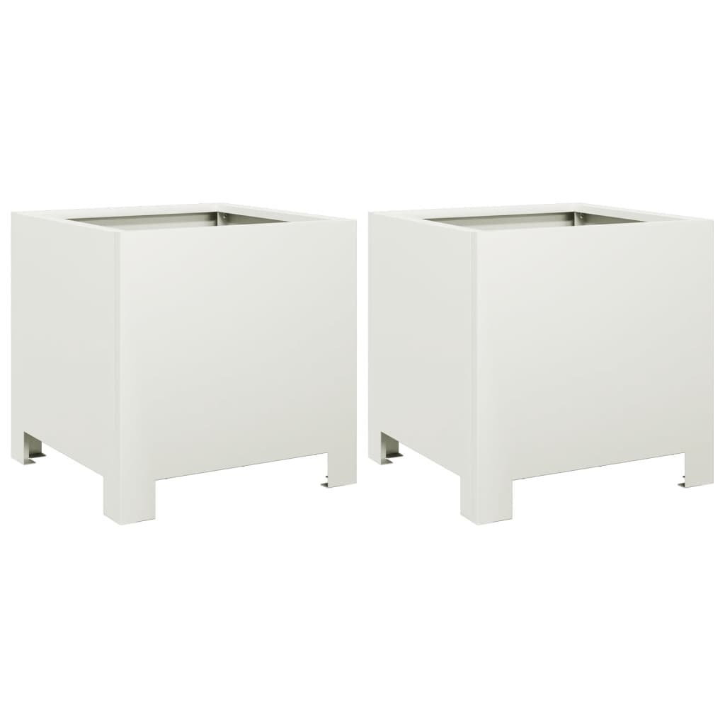 Vidaxl fioriere 2 St 30x30x30 cm acciaio bianco