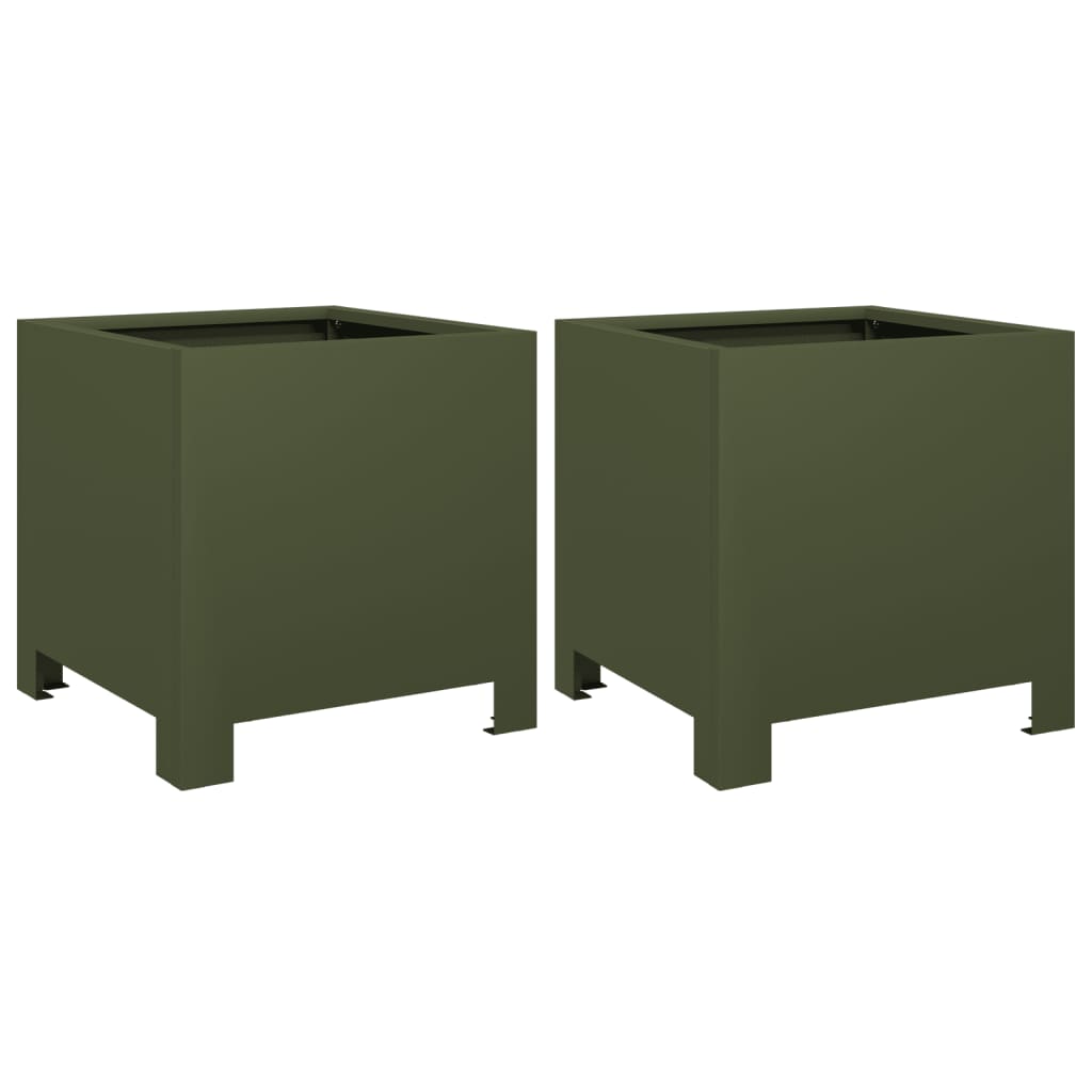 Vidaxl Planters 2 st 30x30x30 cm olive Gréng