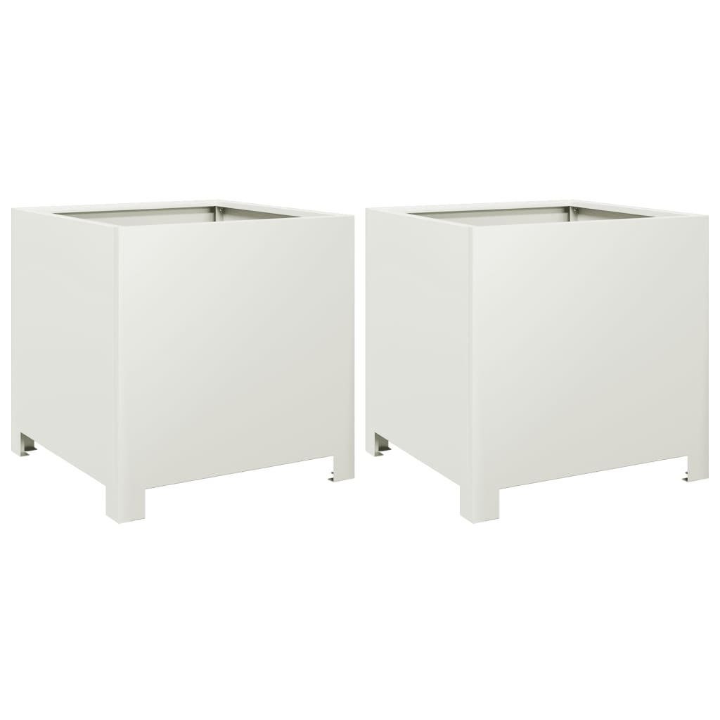 Vidaxl fioriere 2 St 40x40x40 cm acciaio bianco