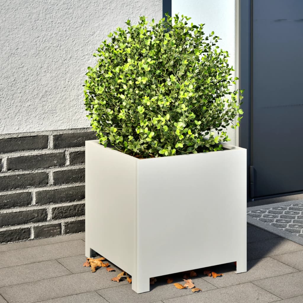 Vidaxl fioriere 2 St 40x40x40 cm acciaio bianco
