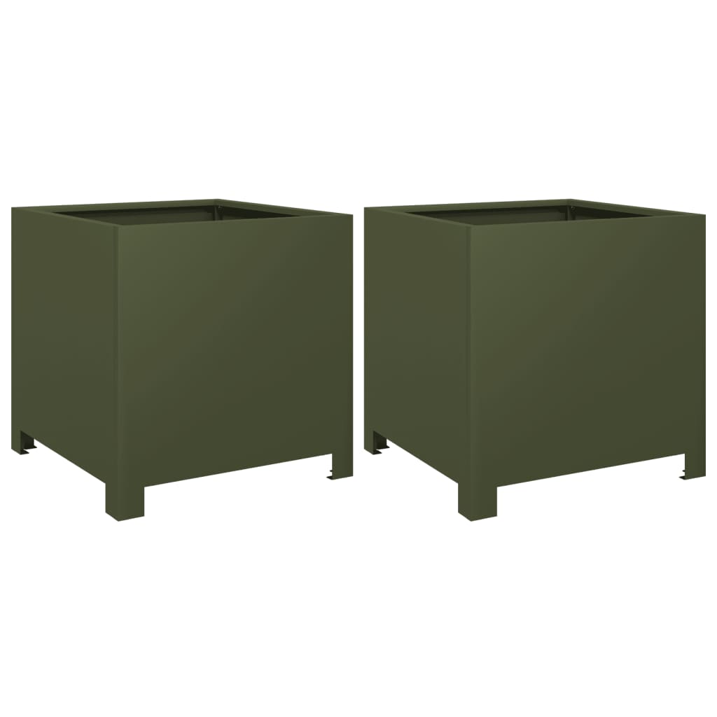 Vidaxl fioriere 2 ST 40x40x40 cm in acciaio verde oliva