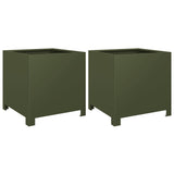 Vidaxl fioriere 2 ST 40x40x40 cm in acciaio verde oliva