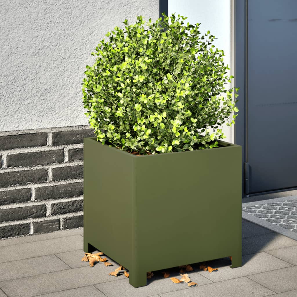 Vidaxl fioriere 2 ST 40x40x40 cm in acciaio verde oliva