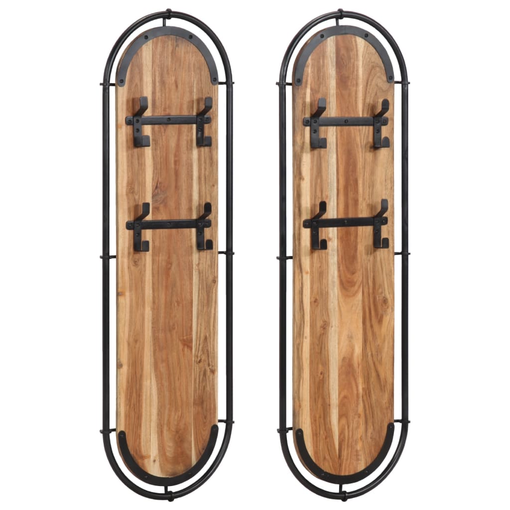 Vidaxl Wall Hood Stells 2 St con 4 ganci Acacia solida