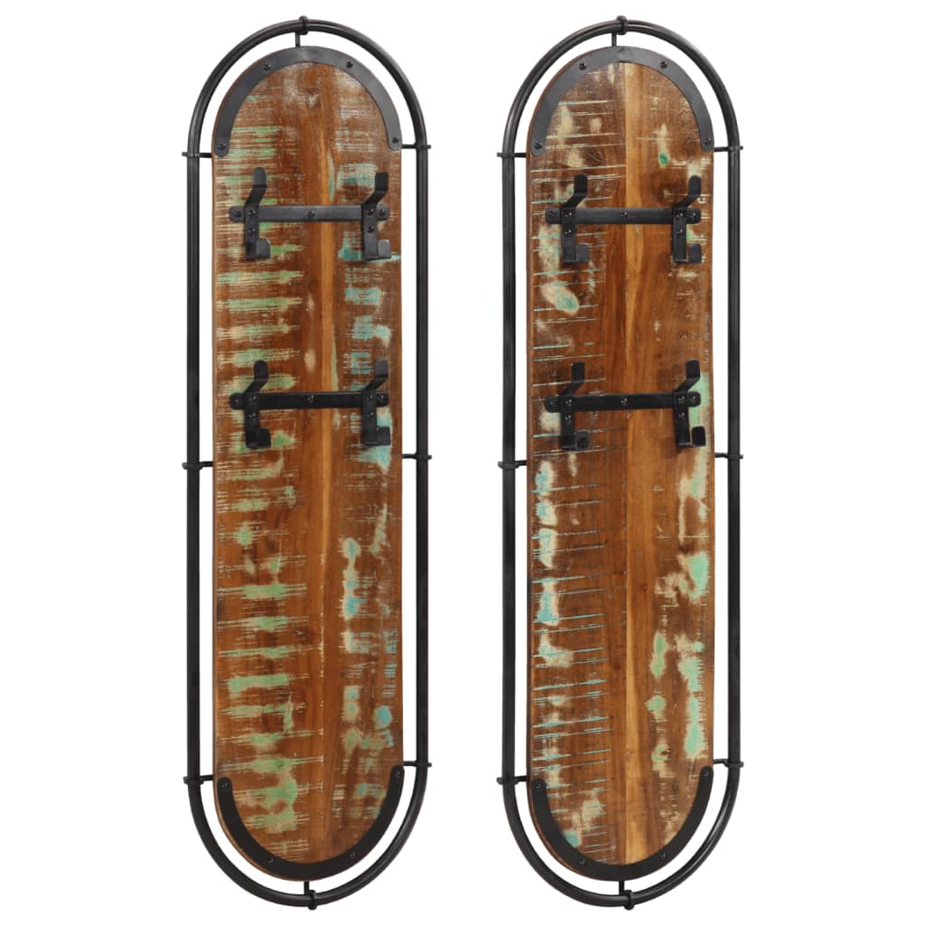 Vidaxl Wall Hood Stells 2 St con 4 ganci Solido Legno riciclato