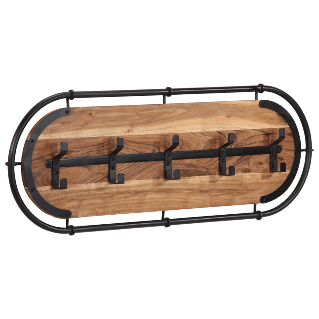 Rastrellino da parete Vidaxl con 5 ganci acacia solida