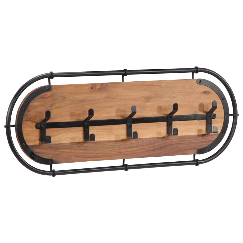 Rastrellino da parete Vidaxl con 5 ganci acacia solida
