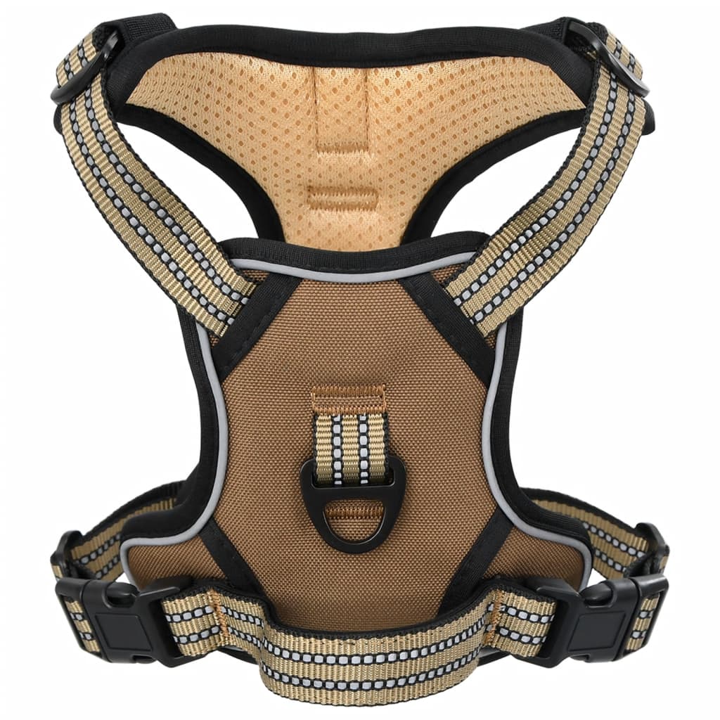 VidaXL dog harness with reflective stripes adjustable XL brown
