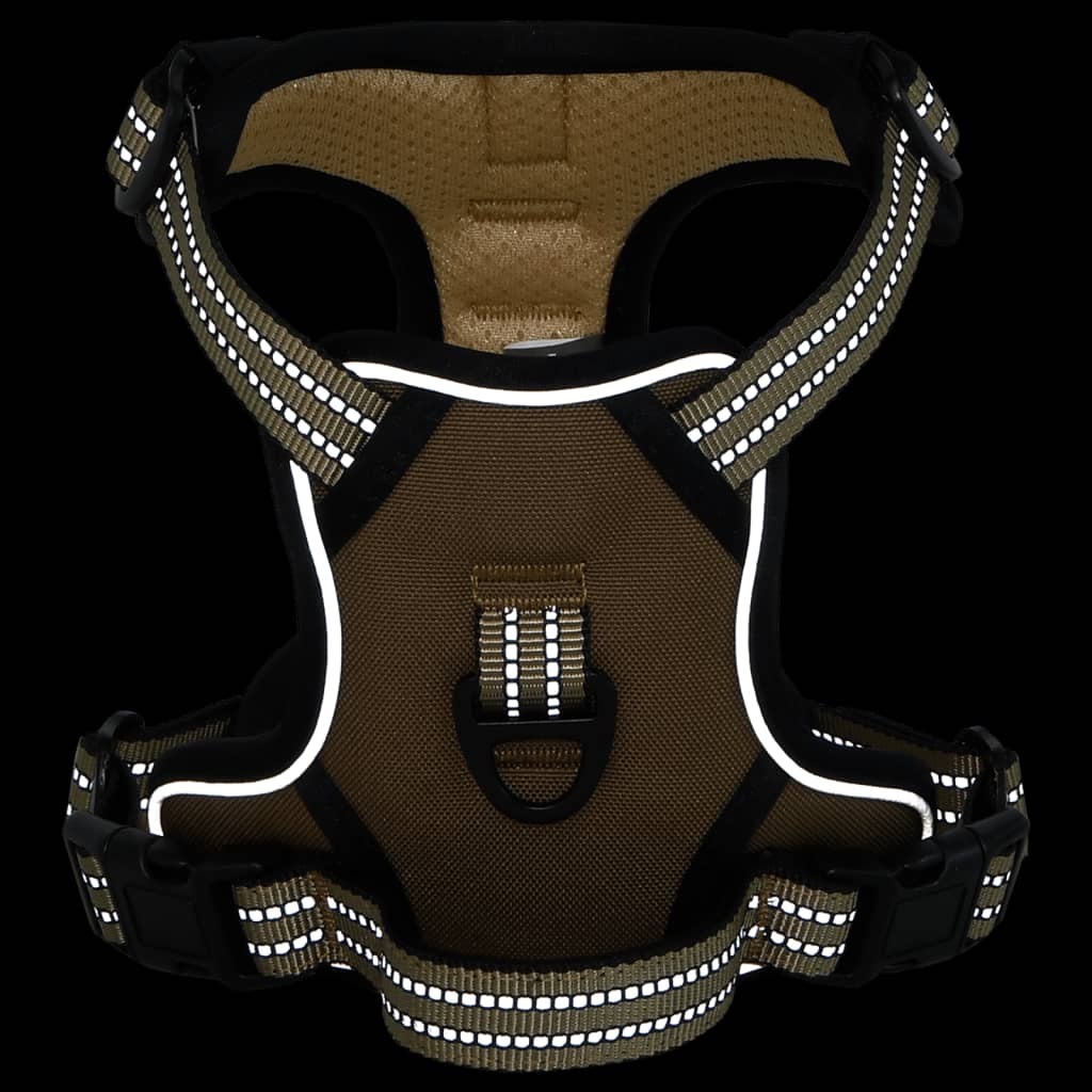 VidaXL dog harness with reflective stripes adjustable XL brown
