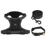 VidaXL dog harness with belt and collar adjustable S Black